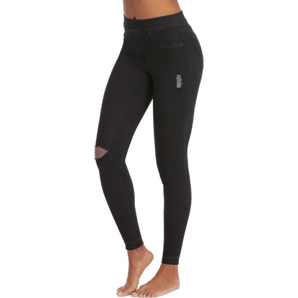 Spanx Skinny Distressed Black Jeans Size XS